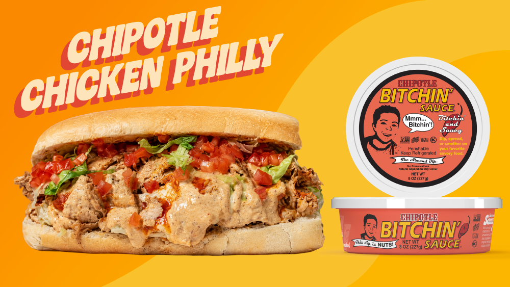 Chipotle Chicken Philly Sandwich border featuring Chipotle bitchin sauce only available at Lenny's Grill and Subs