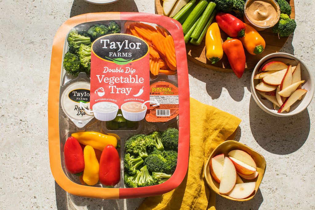 Taylor Farms veggie platter collaboration with Chipotle Bitchin' sauce
