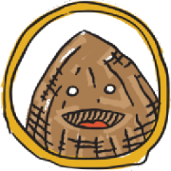 Almond critter face with gold ring border
